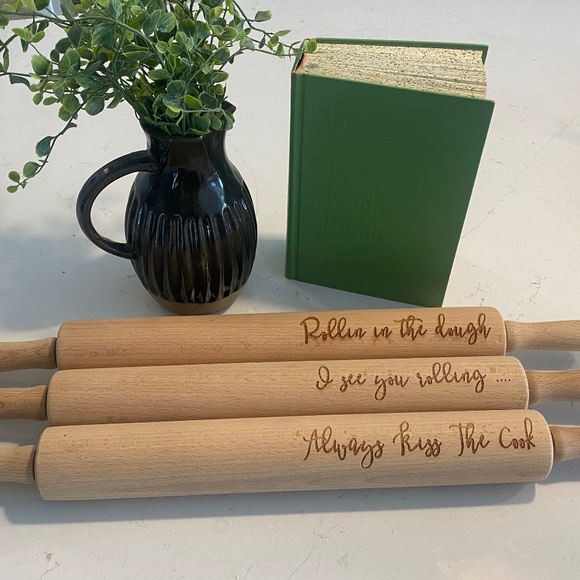 BNWOT - TRENDY WOOD SCRIPT ROLLING PINS
